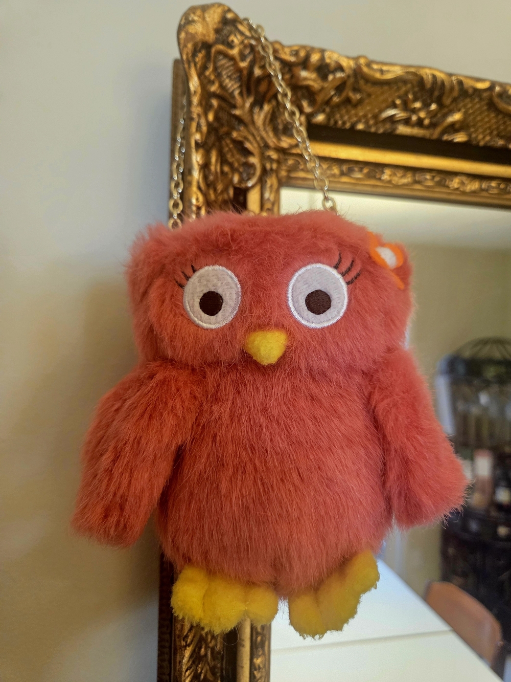 Gymboree Fall Homecoming Pink Plush Furry Owl Coin Purse Bag